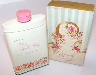Avon To A Wild Rose Perfumed Talc Body Powder 2.  75 Oz Full 1954 Nos Very Rare