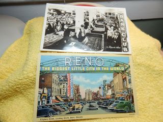 2 - Vtg.  Biggest Little City " Reno " Nevada Post Cards  Photo & Colortone