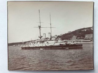 Lovely 1898 Photograph Royal Navy Ship Hms Howe Queenstown Ireland