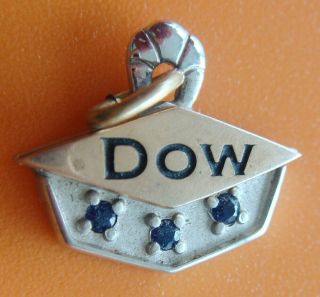 Vintage Dow Chemical Co Employee Service Award Pendant: 10k Gold & Sapphires