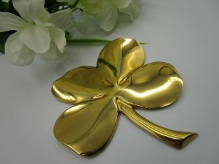 Gerity 24k Gold Plated Over Brass Lucky 4 Leaf Clover Paper Weight 1984 Vtg