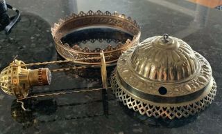 Antique Hanging Brass Oil Kerosene Lamp Extension Mechanism Juno Parts Restore