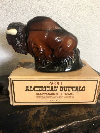 Avon American Buffalo Vintage After Shave Bottle Full,  Box 2