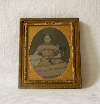 Antique Victorian Mid 19th Century Daguerreotype In Half Case Mount