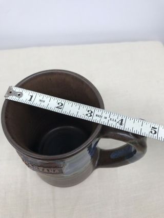 MONTANA Coffee Mug POTTERY STONWARE Handmade Signed Brown Blue 3D 8