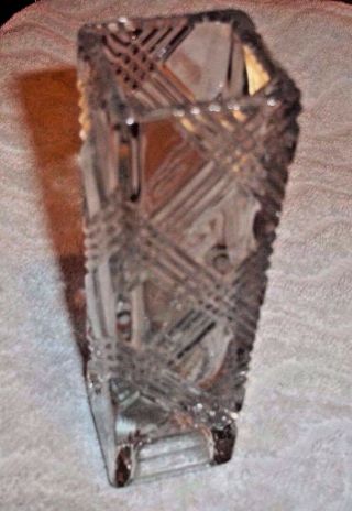 24 Lead Crystal Clear Glass Square Shape 6 1/4 " Bud Vase