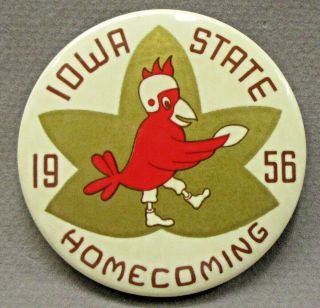 Scarce 1956 Iowa State Homecoming Football Large 2.  5 " Pinback Button ^