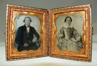 Fine 9th Size Ruby Ambrotypes Young Couple Id 