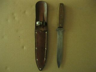 Case 10 " Double Edge Fighting Knife Pig Sticker With Leather Sheath Ww Ii??