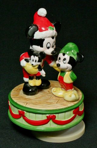 Vintage Schmid Disney Mickey Mouse Christmas Music Box 1990