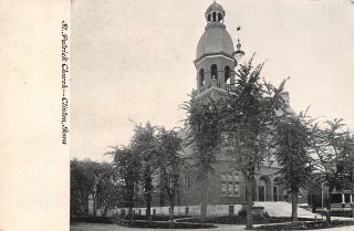 Clinton Iowa St Patrick Roman Catholic Church Cupola 1905 B&w Postcard