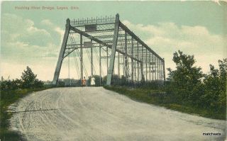 C - 1910 Hocking River Bridge Logan Ohio Case Postcard 11792
