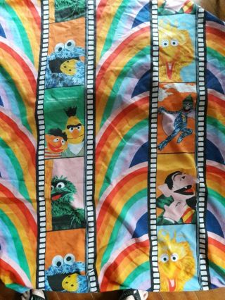 Vintage Rare Sesame Street Twin Fitted Sheet & Pillowcase Muppets Characters