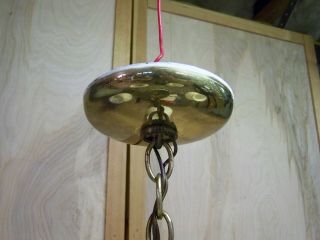 Vintage Brass & Hobnail Milk Glass Shades/Globes Ceiling Swag Chandelier Light 4