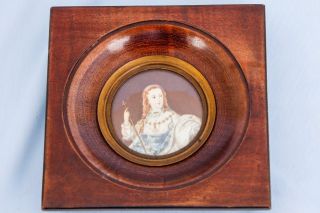 19th C Framed Hand Painted Miniature Portrait French France King Louis Xv Child