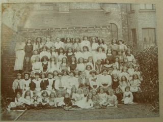 Victorian Lg Size Girls School,  Group Photo,  Children,  Teachers Freepost Uk