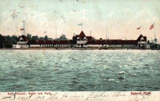 Detroit,  Michigan,  Mi,  Bath House,  Belle Isle Park,  1906 Vintage Postcard G1162