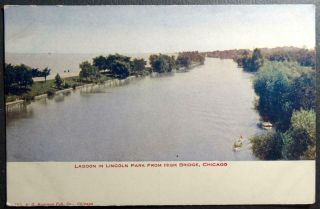 Postcard Tinted Image Lagoon In Lincoln Park From High Bridge Chicago