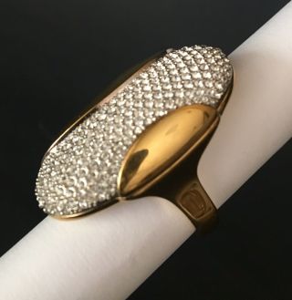 Swarovski Crystal Gold Tone Cocktail Ring Size 8