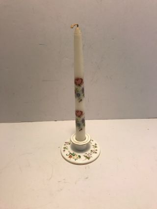 Wedgewood Bone China Single Candlestick Candle Holder W/ Candle Mirabelle