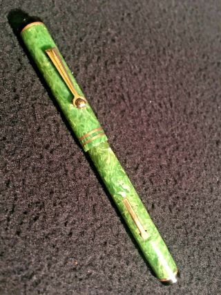 Rare Wahl Signature Fountain Pen Jade Green With 14k Nib & Rollerball Clip