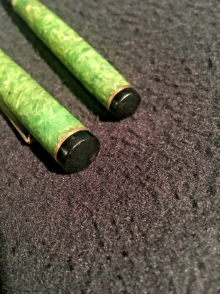 RARE Wahl Signature Fountain Pen Jade Green With 14K Nib & Rollerball Clip 7