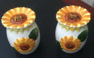 4 " Cardia Sunflower Salt And Pepper Shakers No Bottom Plugs