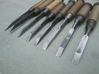 Japanese Chisel Nomi With Sign Set Of 8 Carpentry Tool Japan Blade
