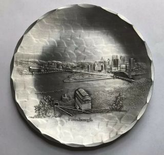 Wendell August Forge Hand Made Aluminum Small Plate Pittsburgh Skyline Incline
