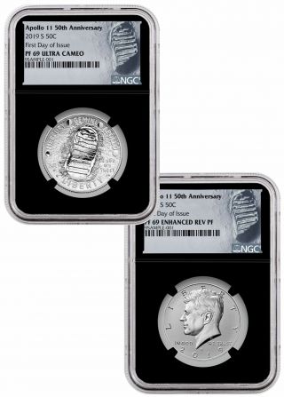 2019s Apollo 11 2 - Coin Clad Half Dollar Enhanced Set Ngc Pf69 Fdi Blk Sku57647