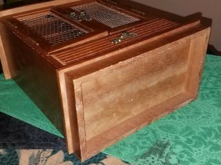 MID CENTURY MOD Vintage Wooden Musical JEWELRY BOX w/4 Drawers Double Doors 7