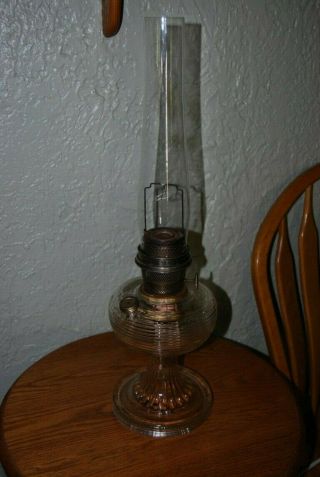 Vintage Aladdin Model B " Beehive " Oil Lamp,  B - 80 Clear Glass,  Nickel Burner.