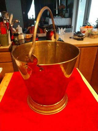 Antique / Vintage Large Brass Bucket Pail W/ Handle (narang)