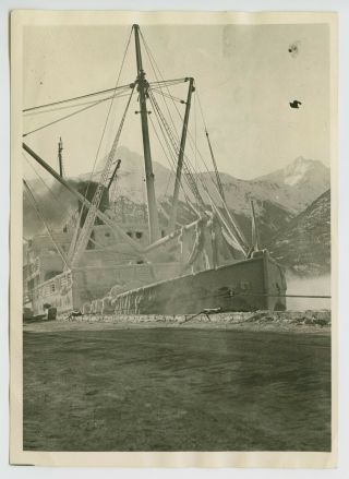 Early 1900s 5x7 View Of Frozen Deck Steamship - Alaska? - Antique Real Photo