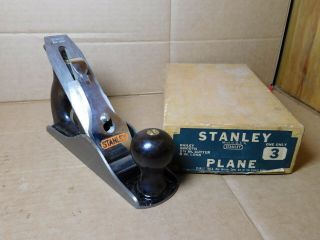 Vintage Stanley No.  3 Smoothing Plane With Box