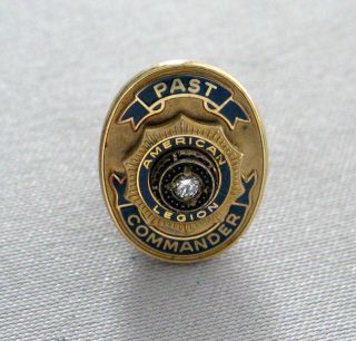 American Legion Past Commander 10k Gold Lapel Pin With Diamond;g733