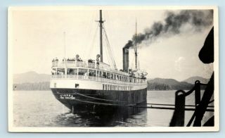 Candid View Of Steamship Ss Alaska Tied To Dock - Antique Real Photo Snapshot
