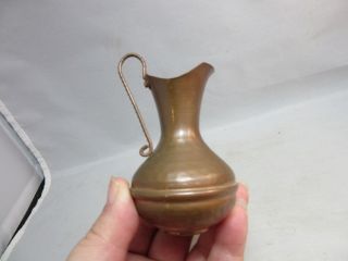 Vtg hand crafted hammered copper miniature pitcher 3