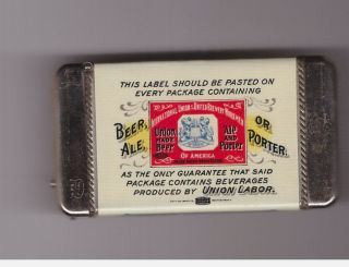 Brewery Workers Matchsafe Union Label / Support Prohibition Cincinnati