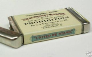 Brewery workers matchsafe union label / support Prohibition CINCINNATI 4