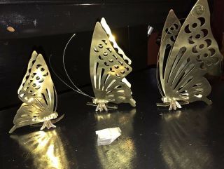 Vintage Brass Butterfly Set Of Three Wall Decor Mid Century By Price Products 2