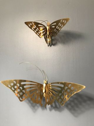 Vintage Brass Butterfly Set Of Three Wall Decor Mid Century By Price Products 3