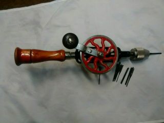 Vintage Millers Falls No.  2 - A Eggbeater Style Hand Crank Drill - Usa 9 Bits