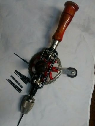 Vintage MILLERS FALLS No.  2 - A Eggbeater Style Hand Crank Drill - USA 9 bits 6