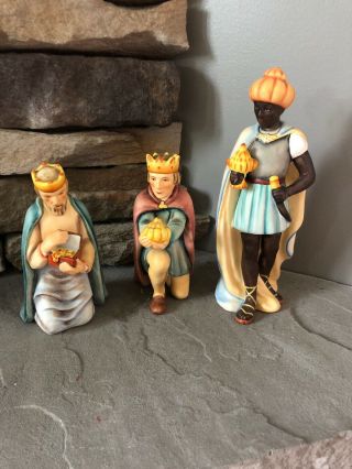 3 Piece Hummel Goebel Nativity Set Wisemen Kings Signed West Germany Euc
