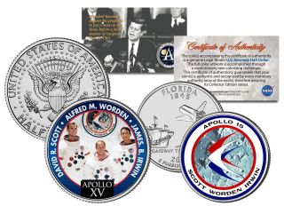 Apollo 15 Space Mission 2 - Coin Set Us Quarter & Jfk Half Dollar Nasa Astronauts