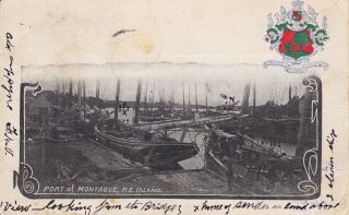 Old Vintage Pmc Postcard Port Of Montague Prince Edward Island Canada Boats