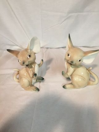 Vintage Aldon Accessories Japan Ceramic Porcelain Mice Mouse Pair Bookends