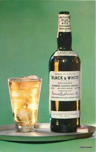 1950s Whiskey Advertising Black White Blended Scotch Clarisse Postcard 6157