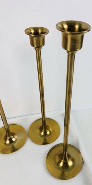 Set of 7 Graduated Brass Candlesticks Candle Holders - 3 